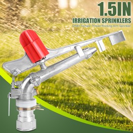 EVTSCAN 1.5in DN40 High Pressure Impact Rain Gun Sprinkler, with Dual Nozzle, Adjustable 360 Degree Automatic Rotating, for Covering Large Areas, Agriculture Field Crop Irrigation