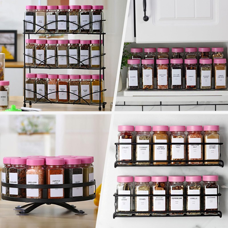 JARXSUN 24 Glass Spice Jars with Label-4oz Spice Containers with