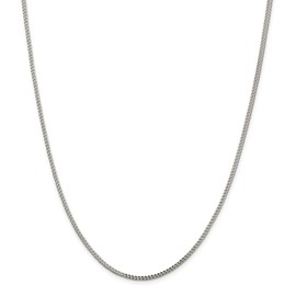 Solid 925 Sterling Silver 2mm Diamond-Cut Square Franco Necklace Chain - with Secure Lobster Lock Clasp 24"