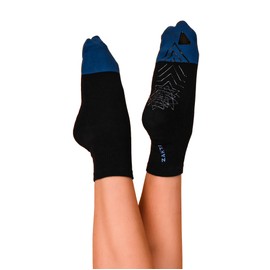 Zakti Pilates Socks with Grips & Silicon Squish for Women - Stylish Non Slip Grip Socks ideal for Barre, Yoga, Gym, Dance - Medium - Black/Sapphire