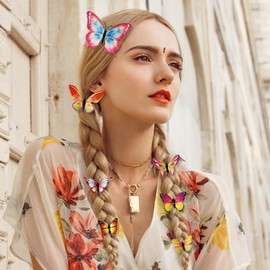 Butterfly Hair Clips, 12 PCS Moving Butterfly Clips for Hair, 3d Butterfly Hair Clips, Rainbow Butterfly Clips, Butterfly Barrettes for Women Butterfly Hair Accessories Ornaments Prom Party Favors