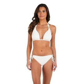 La Blanca Women's Island Goddess Halter Triangle Swimsuit Top & Hipster Swimsuit Bottom, Ivory, 8