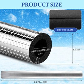 Tondiamo 30 Pcs Pipe Insulation Foam Tube Self Adhesive Exterior Pipe Insulation Wrap Tube Freeze Protection Aluminum Foil Covers for Winter Outside Pipes Spigot Sprinkler (1.3 Ft x 0.8 Inch)