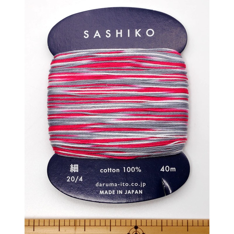 DARUMA 01-2400 Sashiko Yarn, Fine, 3-Color Kasuri, Card Spool, Approx.