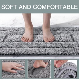 DUNSOO Bathroom Rug, Bath Mat, Non-Slip, Washable, Soft Bath Mat, Water-Absorbent Microfibre Bath Mat for Shower, Bathtub and Toilet, Grey, 50 x 80 cm
