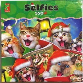 Ceaco - Selfies - Holiday Cats in Hats Selfie - 550 Piece Jigsaw Puzzle
