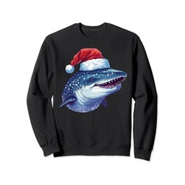 Cute Whale Shark Wearing Santa Hat Funny Animal Christmas Sweatshirt