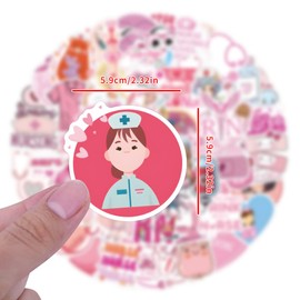 Pink Nurse Stickers, Pink Nurse Sticker Set, 100 Pieces, Cute Decoration for Car, Laptop, Skateboard, Bicycle, Moped, Motorcycle, Bicycle, Computer, Suitable for Adults and Children
