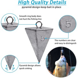 Pyramid Sinker Fishing Weights Bullet Fishing Weight Saltwater Fishing Weight Sinker for Catfish Rig Ocean Surf Fishing Gear Tackle 1oz 2oz 3oz 4oz 5oz 6oz 8oz
