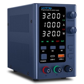WANPTEK POWER DC Power Supply Variable 0-32V 0-10A Bench Power Supplies Adjustable with Memory Storage/USB-A&Type-C Fast Charge/OCP&Output Function /4-Digit LED Display/