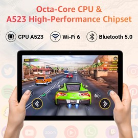 Tablet 10.1 inch, Android 14 Tablets with Octa-core Processor, 8GB + 64GB Storage Up to 1TB Expandable, HD IPS Screen, Long Battery Life, WiFi6, Fast & Portable Tablet for Work & Entertainment
