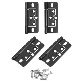 sourcing map 4Pcs 3x1.4 Inch Door Hinges Non-Mortise No Noise Bifold Door Hinges Plating for Cabinet Furniture Window Wardrobe with Screw, Dark