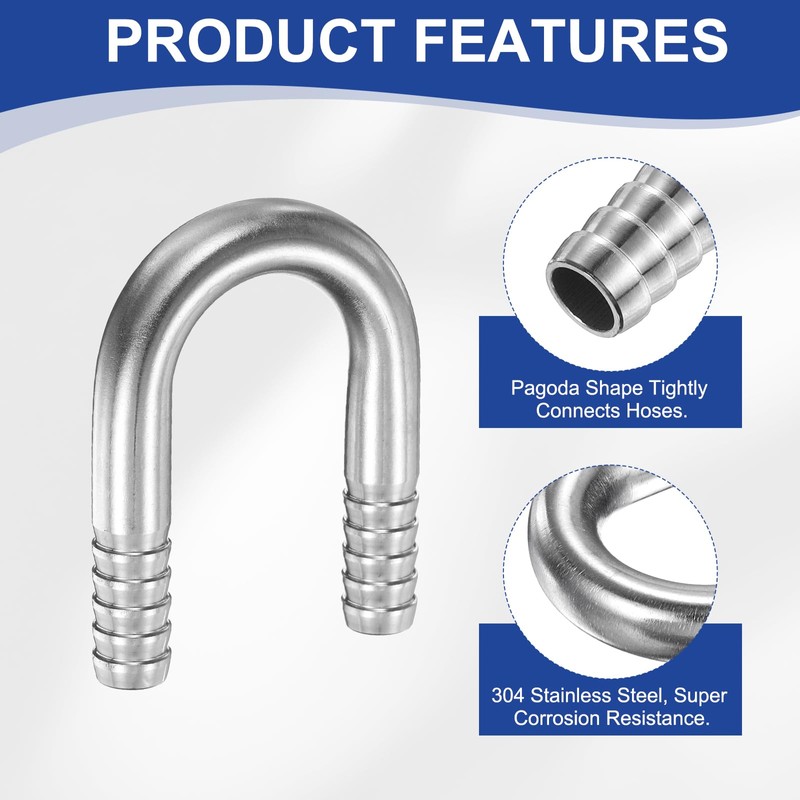 PATIKIL 1pc 9/16"(14mm) x 9/16"(14mm) Hose Barb Fitting 304 Stainless