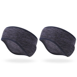 QKURT 2 Pieces Running Winter Headband, Warm Sports Headbands Cycling Ear Warmers Fleece Ponytail Headband Thermal athletics headband for Men Women