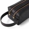 ECHSRT Genuine Cowhide Leather Pen Pouch for Adults, Double Zipper