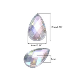 sourcing map 200PCS Flat Back Acrylic Teardrop Gems 6x10mm Artificial Rhinestones for DIY Crafts Bead Wedding Party Face Painting Jewelry Making Bright White