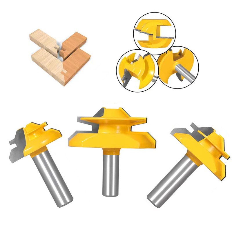 45 Degree Lock Miter Router Bit 3-Piece Set, for 31/64",