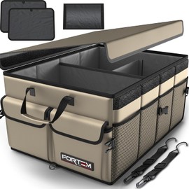 FORTEM Organizador de maletero para SUV, organizador de cajuela de coche, almacenamiento plegable, accesorios de coche para mujeres y hombres, bolsa plegable, regalos de Navidad perfectos, Oxford 600D