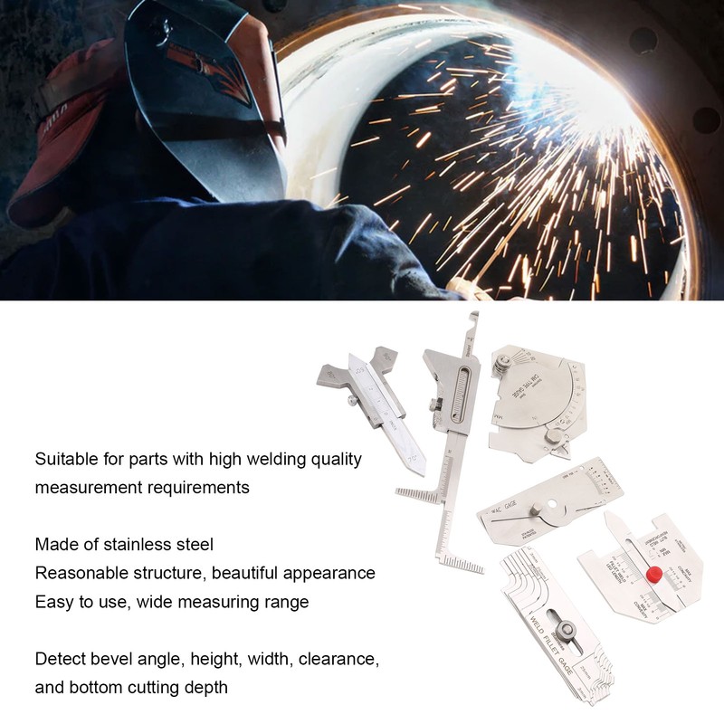 6Pcs Weld Gauge Set Fillet Include Hi Lo Gauge Porosity