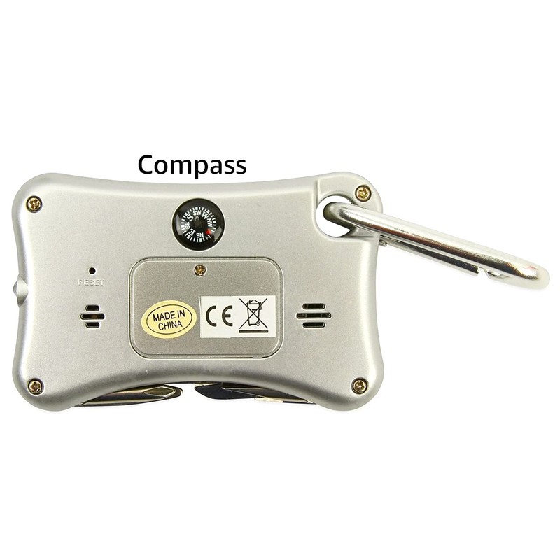 TechAffect Multi Tool Keyring Carabiner Watch Travelling Alarm Clock -Digital