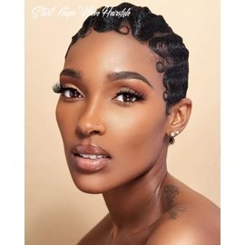 Short Black Bob Finger Wave Pixie Cut L part Lace Front Human Hair Wig For Women