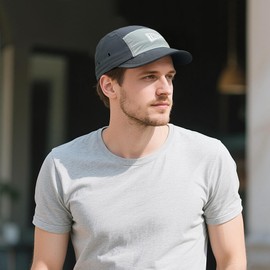 Clakllie Quick Dry 5 Panel Baseball Cap Waterproof Short Brim Hats for Men Camping Hat Outdoor Hiking Caps,BSSD2567-Grey