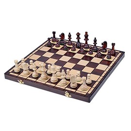 Burned Folding European Wood International Chess Set London-Beautiful Design,Insert Tray -Gift Item