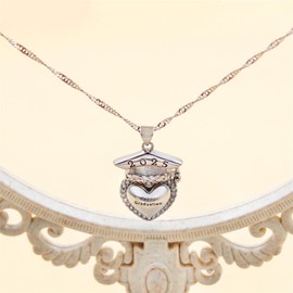 Vivaday 2025 Class Graduation Charm Necklace with Grad Cap | College Grad Mortarboard Necklaces with Cubic Zirconia for Law Middle High School Master Degree Nurse PhD Graduation Jewelry Gifts
