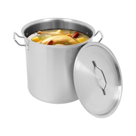 Commercial Grade Large Stock Pot, 34.9QT Soup Pot with Lid and Handle, Stainless Steel Stockpot, Commercial Large Stock Pot, Stock Pot for Restaurants, Homes, Hotels, Schools (34.9 QT)