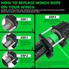 STEGODON Synthetic Winch Rope, 1/4'' x 50ft 10,000LBS Synthetic Winch