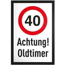 DankeDir! 40 Jahre Achtung Oldtimer - Plastic Sign 30 x 20 cm - Gift Idea Birthday Birthday Decoration Party Decoration - Men & Women Birthday Gift 40s Gift 40th Birthday