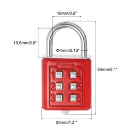 PATIKIL 6 Digit Button Combination Padlock, 2 Pack 3 Position Locking Mechanism Push Button Security Digital Lock for Gym Sports Locker Cabinet Toolbox, Red