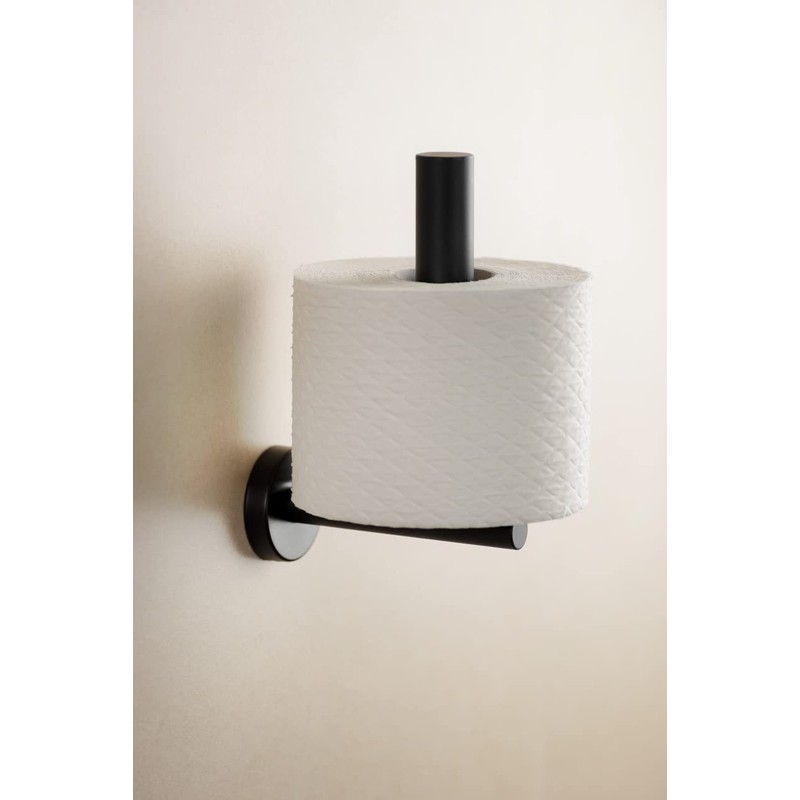 WENKO Bosio Toilet Roll Holder Black Matt Stainless Steel Rustproof