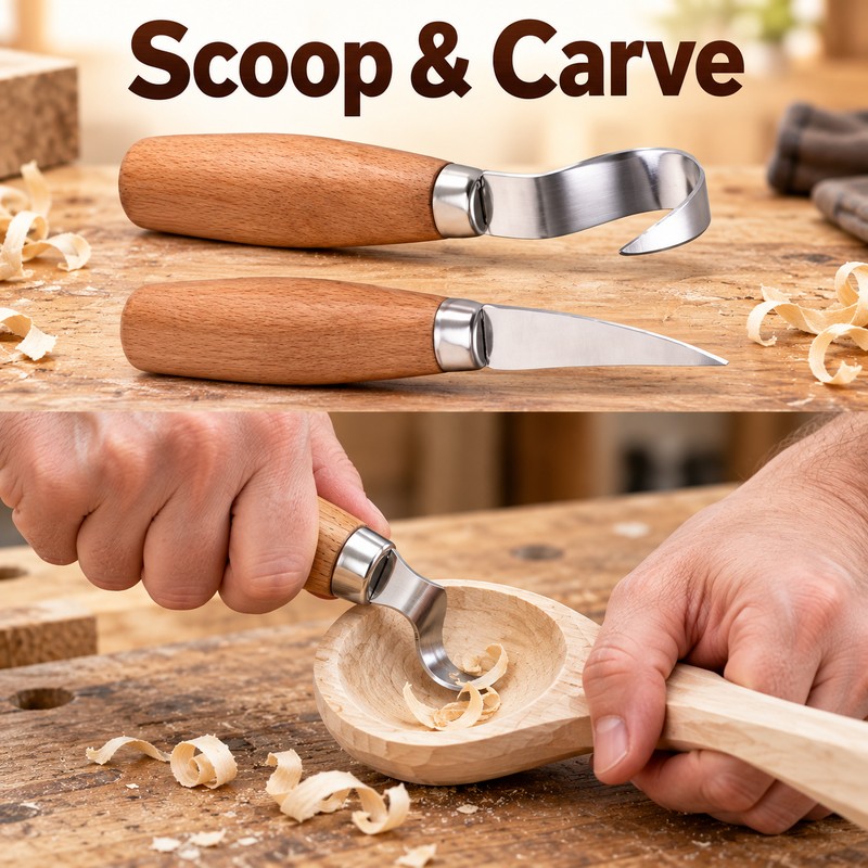 Wood Carving Hook Knife – Ergonomic Curved Chisel Spoon Carving
