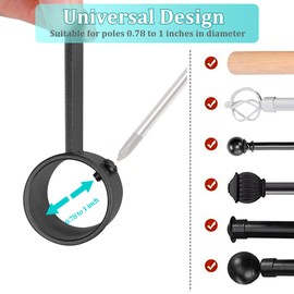 Adjustable Ceiling-Mount Curtain Rod Bracket Set of 2,Heavy Duty Curtain Rod Holder for 1-Inch Drapery Rod,Iron Drape Pole Hook Hanger Support Stand Wall Mount for Curtain,Indoor and Outdoor Use Black