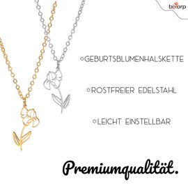 Bixorp Birth Flower Necklace Gold & Silver - Stainless Steel Flower Necklace for Women and Girls, Stainless Steel, No Gemstone