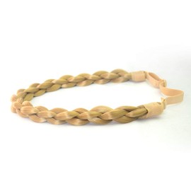 BOBIYA Chubby Narrow Synthetic Hair Braided Headband Classic Chunky Plaited Braids Elastic Stretch Hairpiece Women Girl (Honey Blonde)