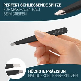 KLINGENHELD Precise Tweezers Set with Hand-Cut Tips - Perfect for All Applications - Includes Cotton Case 100% Plastic-Free & Sustainable - Tweezers Eyebrow Plucking, 21 Colours