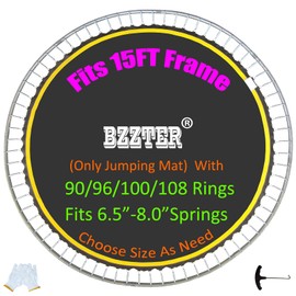 Bzzter Replacement Trampoline Mat, Fits 15ft Round Frame,with 108 Rings 159.8 Inch Diameter, Fits 6.5"-7.0" Springs,Not 15ft Diameter Mat,10 Rows of Stitches,w/Pull Hook and Gloves