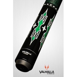 Viking Valhalla VA466 Pool Cue | Green & White HD Graphic Points, Linen Wrap, 21 oz