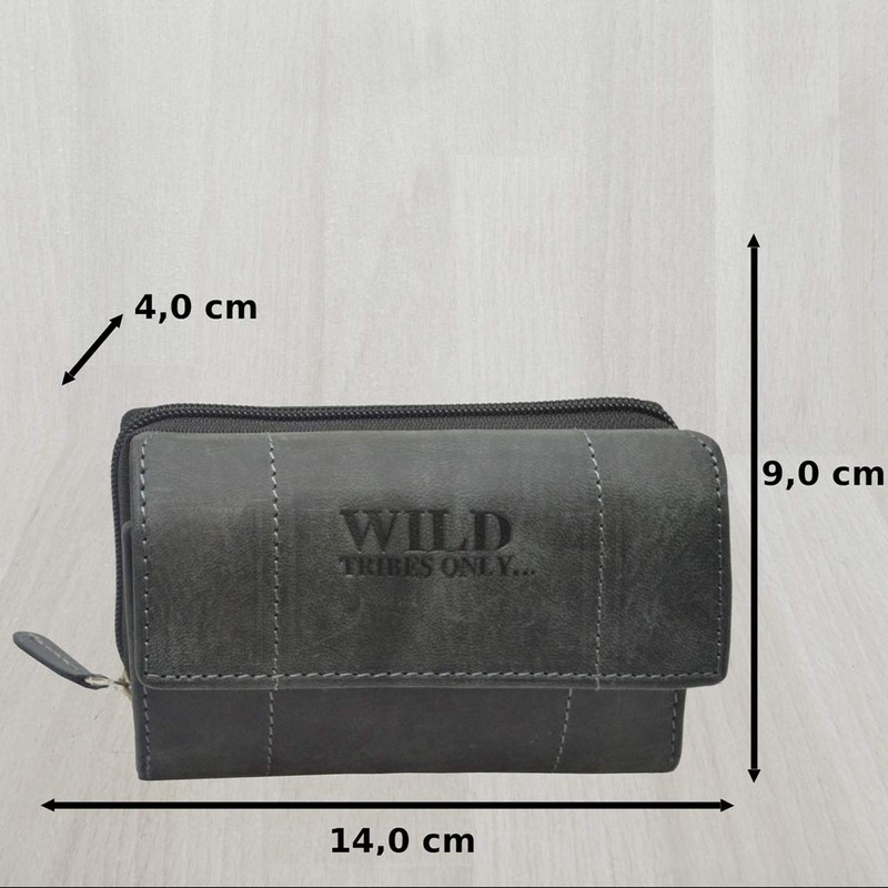Women's Purse, Wild Leather, in 9 Colours Rfid Black Damen