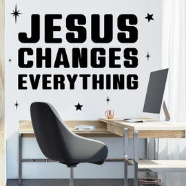 Inspirational Wall Stickers Jesus Wall Decal Bible Verses Wall Decor Easter Vinyl Sticker Jesus Changes Everything Religious Wall Decals Christian Faith Wall Art Murals for Living Room Bedroom Decor