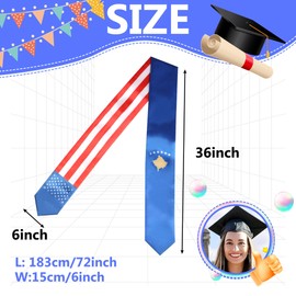 SECUNL Kosovo National & USA Flag Graduation Stole Sash Scarf Double Sided International Student Graduation Decoration Item Gift