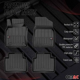 OMAC Premium Floor Mats for Toyota Camry 2018-2024 Car Mats All Weather 3D Custom Fit Rubber Mat Waterproof Odorless TPE Floor Liners Laser Measured Non-Slip (Black)