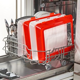 3 PAGEN® 1 x Food Storage Container for Cold Cuts, Long-Lasting Freshness Combined with Space-Saving Design, Environmentally Friendly Alternative to Disposable Film, Dishwasher Safe & Stackable, Red