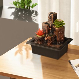 YOQUATE Tabletop Waterfall Fountain Indoor Themed Coral Seashell Tabletop Water Fountain Meditation (Stump 3)