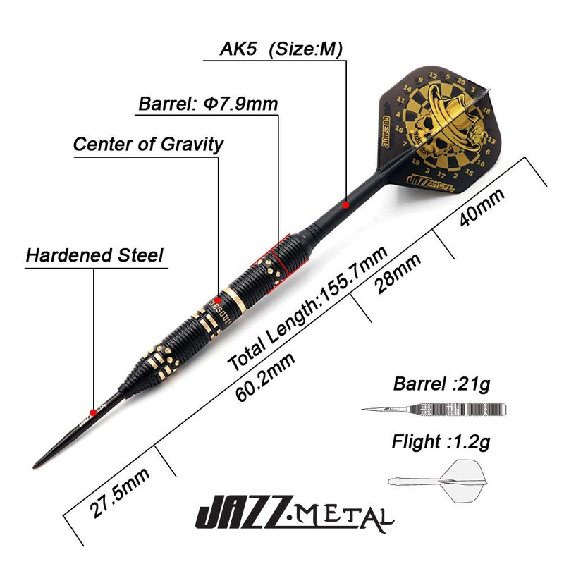 CUESOUL JAZZ-METAL 21g Steel Tip Black Coated Brass Dart Set