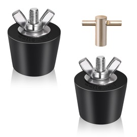 Vizava 2 Pack Rubber Pool Winter Plugs with T-Handle 1.25" Pool Winterizing Plugs with Stainless Steel Screws Pool Return Jet Plug Inground & Above Ground Skimmer Plug for Pools