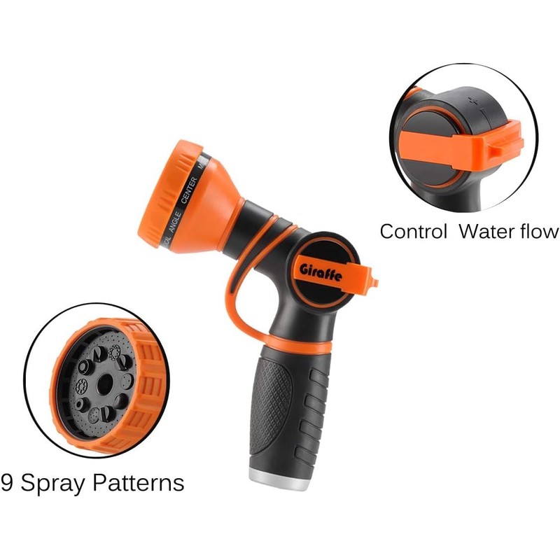Giraffe Tools Garden Hose Nozzle 9 Adjustable Spray Modes Water