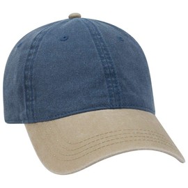 OTTO 6 Panel Low Profile Garment Washed Pigment Dyed Baseball Cap, Kha/Nvy, One Size